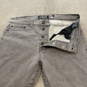 Rude Jeans Mens 36‎ Fits 35x29 Gray Skinny Straight Leg Button Fly Stretch Denim